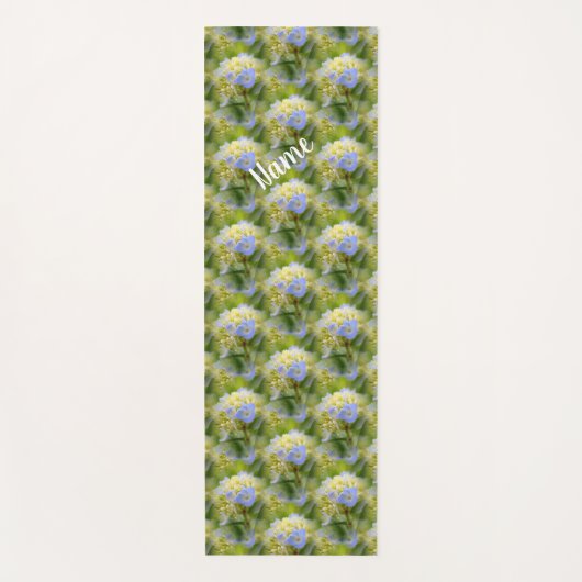 Soft Blue Hydrangea Blume Natur Personalisiert Yogamatte (Vorderseite)