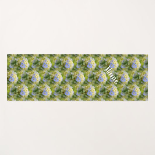 Soft Blue Hydrangea Blume Natur Personalisiert Yogamatte (Vorderseite (Horizontal))