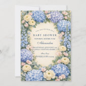 Soft Blue Hydrangea Elegance Baby Shower Einladung (Vorderseite)