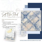 Soft Blue Kariert Square Sandstone Untersetzer