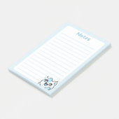 Soft Blue Kawaii Chibi Kitty Cat mit Sparkling Post-it Klebezettel (angewinkelt)