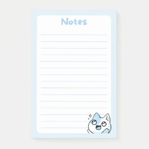 Soft Blue Kawaii Chibi Kitty Cat mit Sparkling Post-it Klebezettel