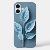 Soft Blue Leaf Muster iPhone Case (Rückseite)