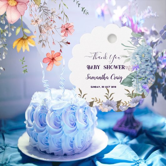 Soft Blue Little Blume Bud Hydrangea Babydusche Geschenkanhänger