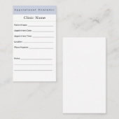 Soft Blue Minimal Appointment Card Terminkarte (Vorne/Hinten)