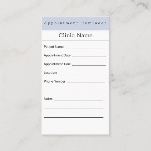 Soft Blue Minimal Appointment Card Terminkarte (Vorderseite)