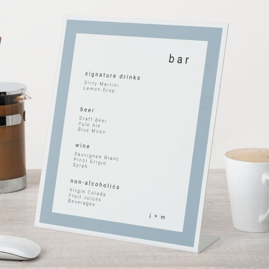 Soft blue minimalist event Bar Pedestal Sign Sockelschild