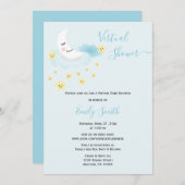 Soft Blue Moon & Stars | Virtual Baby-Dusche Einladung