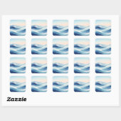 Soft Blue Ocean Waves and Pastel Sky Quadratischer Aufkleber (Blatt)