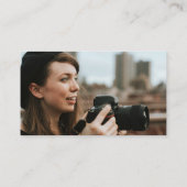 Soft Blue Orange Bold Name Photo Back Photographer Visitenkarte (Rückseite)