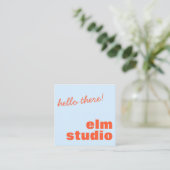 Soft Blue Orange Hello There Friendly Bold Square Quadratische Visitenkarte (Stehend Vorderseite)