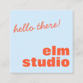 Soft Blue Orange Hello There Friendly Bold Square Quadratische Visitenkarte (Vorderseite)