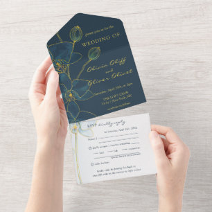 Soft Blue Orchid Hochzeit  Alles in einer Einladun All In One Einladung