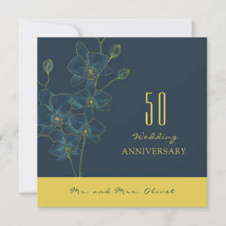 Soft Blue Orchid Hochzeitstag 50 Jahre Einladung