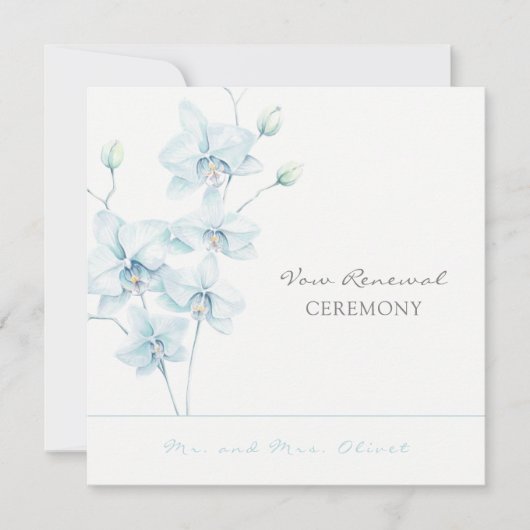 Soft Blue Orchid Vow Renewal Einladung (Vorderseite)