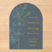 Soft Blue Orchid Wedding Acryleinladungen (Vorderseite)