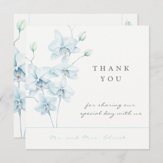 Soft Blue Orchid Wedding Danke Card Einladung (Vorne/Hinten)