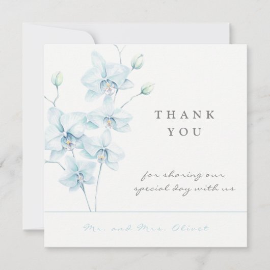 Soft Blue Orchid Wedding Danke Card Einladung (Vorderseite)