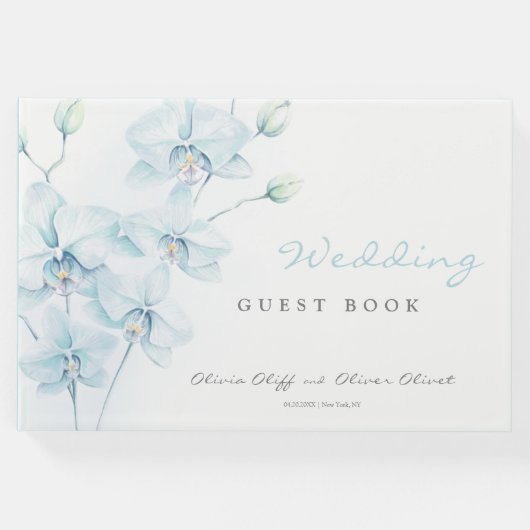 Soft Blue Orchid Wedding Gästebuch (Vorderseite)