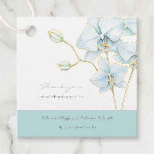 Soft Blue Orchid Wedding Geschenkanhänger (Vorderseite)