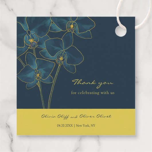 Soft Blue Orchid Wedding Geschenkanhänger (Rückseite)