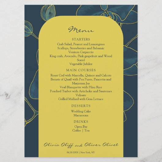 Soft Blue Orchid Wedding Menu Menükarte (Vorderseite)