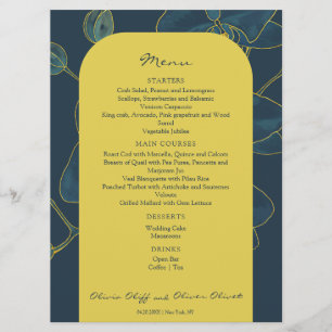 Soft Blue Orchid Wedding Menu Menükarte