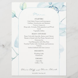 Soft Blue Orchid Wedding Menu Menükarte