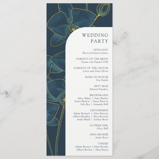 Soft Blue Orchid Wedding Programm (Rückseite)