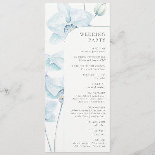 Soft Blue Orchid Wedding Programm (Rückseite)
