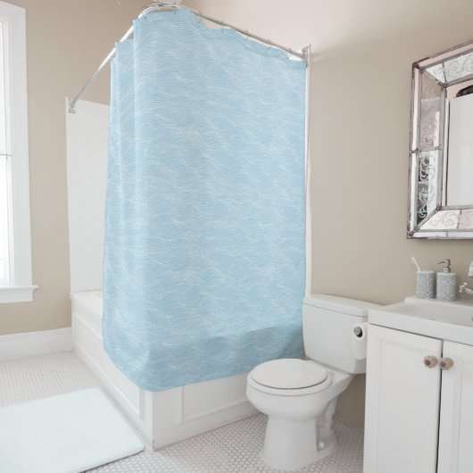 Soft Blue Organic Wave Pattern Bathroom Decor Duschvorhang (Beispiel)