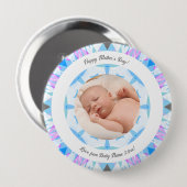 Soft Blue Pastels Custom Mother's Day Foto Gift Button (Vorne & Hinten)