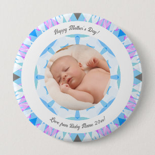 Soft Blue Pastels Custom Mother's Day Foto Gift Button