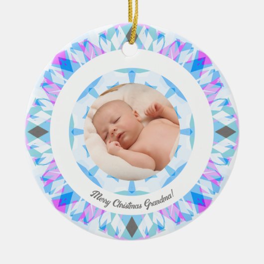Soft Blue Pastors Custom Christmas Foto Picture Keramik Ornament (Vorne)