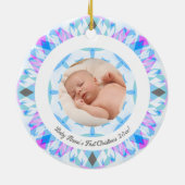 Soft Blue Pastors Custom Christmas Foto Picture Keramik Ornament (Hinten)