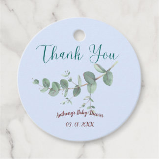 Soft Blue Personalisiert Botanic Favor Tag Geschenkanhänger