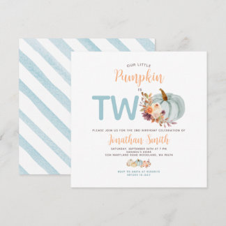 Soft Blue Pumpkin ist zwei Geburtstage rustikale F Einladung