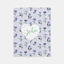 Soft Blue Purple Pink Floral Pattern Baby Blanket Fleecedecke