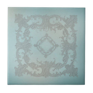 Soft blue Scrolls mit einem alten Weltgefühl Fliese