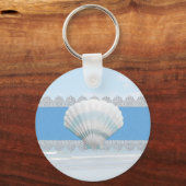 Soft Blue Seashell and Lace Schlüsselanhänger (Vorderseite)