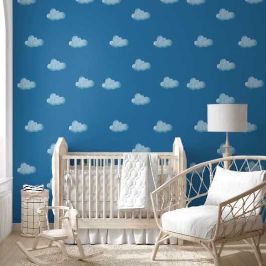 Soft Blue Sky & Fluffy White Clouds Pattern  Tapete (Kinder)