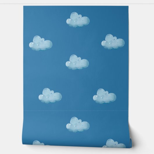 Soft Blue Sky & Fluffy White Clouds Pattern  Tapete (Abrollen)