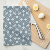 Soft Blue Starburst on Slate Grey Pattern Geschirrtuch (Viertel Falte)