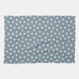 Soft Blue Starburst on Slate Grey Pattern Geschirrtuch