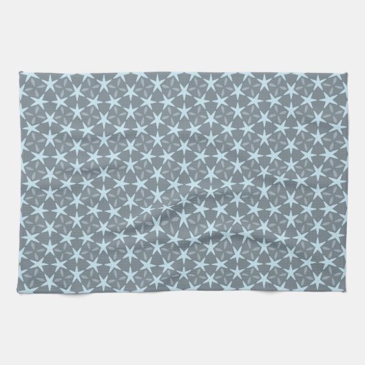 Soft Blue Starburst on Slate Grey Pattern Geschirrtuch (Horizontal)
