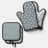 Soft Blue Starburst on Slate Grey Pattern Ofenhandschuh & Topflappen-Set (Vorderseite/Rückseite)