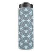 Soft Blue Starburst on Slate Grey Pattern Thermosbecher (Vorderseite)