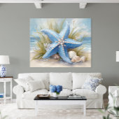 Soft Blue Starfish Coastal Wall Art Print | Poster