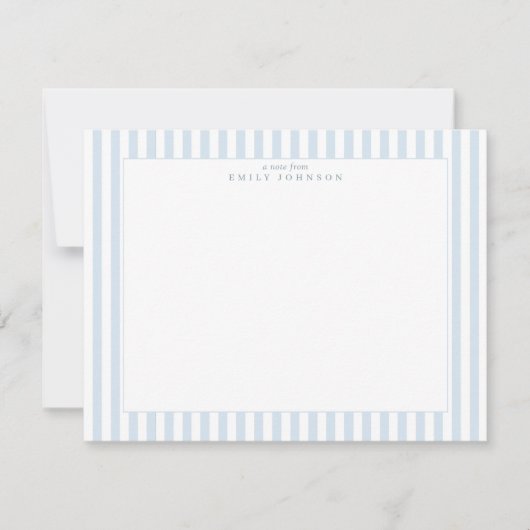 Soft Blue Striped Note Card Einladung (Vorderseite)