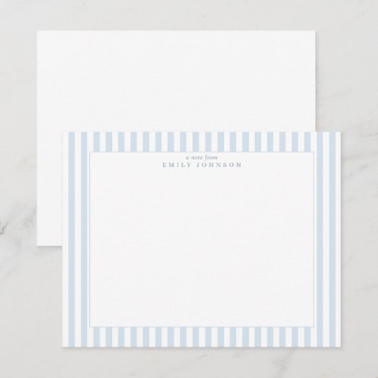 Soft Blue Striped Note Card Einladung (Vorne/Hinten)